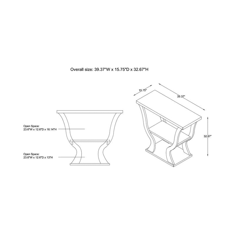 Espresso Particle Board Console Table with Open Shelf & Tapered Profile – Transitional Style