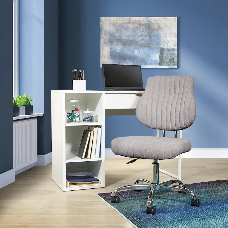 Light Pink / Sky / Light Grey / Lime Green Channel-Tufted Office Chair, Single