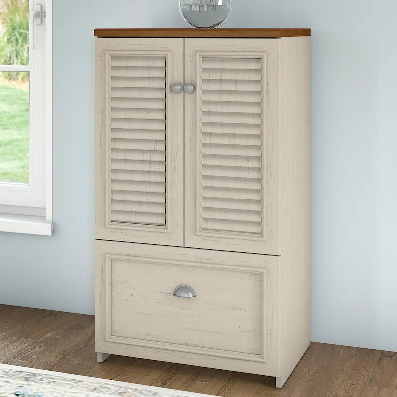 Antique White / Cape Cod Gray / Antique Black / Shiplap Gray – Single-User Farmhouse Wood File Cabinet