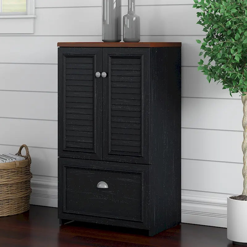 Antique White / Cape Cod Gray / Antique Black / Shiplap Gray – Single-User Farmhouse Wood File Cabinet