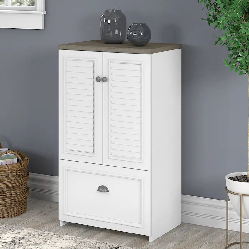 Antique White / Cape Cod Gray / Antique Black / Shiplap Gray – Single-User Farmhouse Wood File Cabinet
