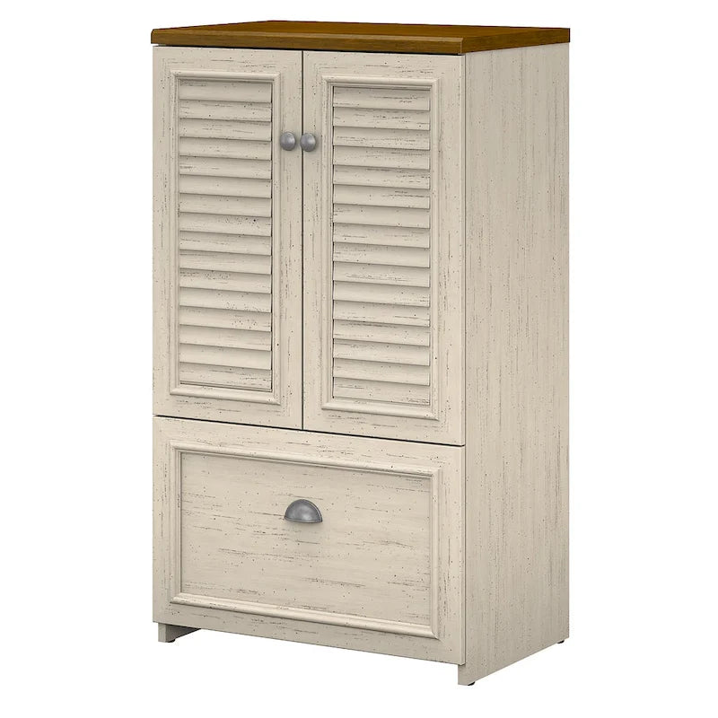 Antique White / Cape Cod Gray / Antique Black / Shiplap Gray – Single-User Farmhouse Wood File Cabinet
