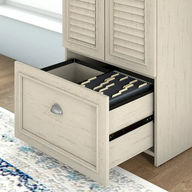 Antique White / Cape Cod Gray / Antique Black / Shiplap Gray – Single-User Farmhouse Wood File Cabinet