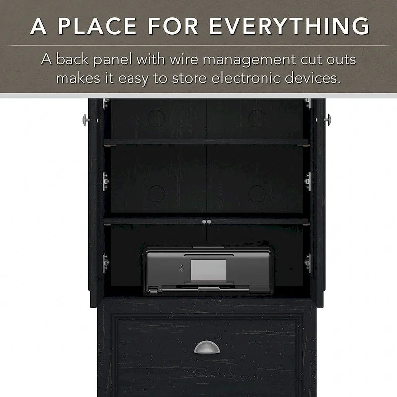 Antique White / Cape Cod Gray / Antique Black / Shiplap Gray – Single-User Farmhouse Wood File Cabinet