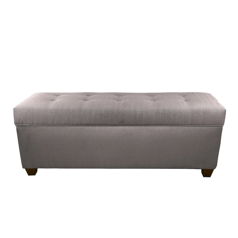 Multi-Color Linen Button Tufted Storage Bench with Espresso Wood Legs – 1-Seat