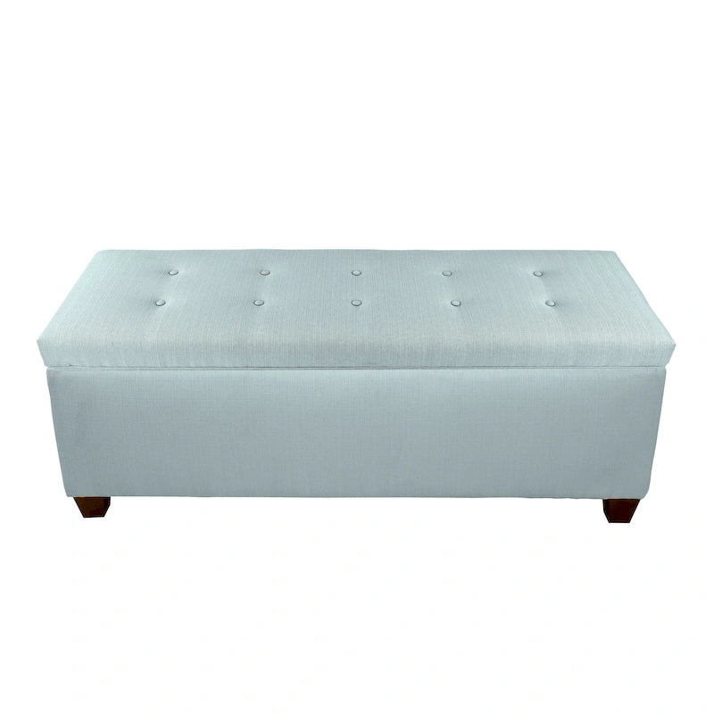 Multi-Color Linen Button Tufted Storage Bench with Espresso Wood Legs – 1-Seat