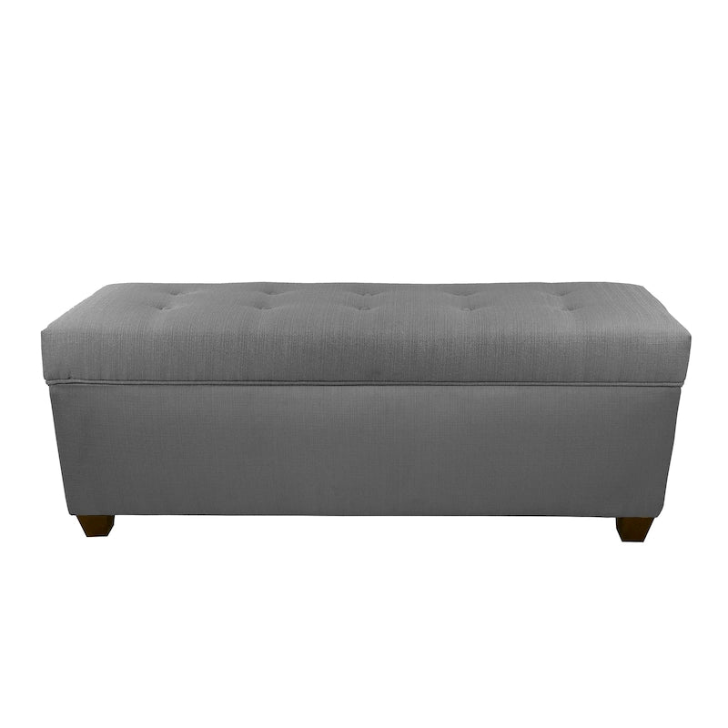 Multi-Color Linen Button Tufted Storage Bench with Espresso Wood Legs – 1-Seat