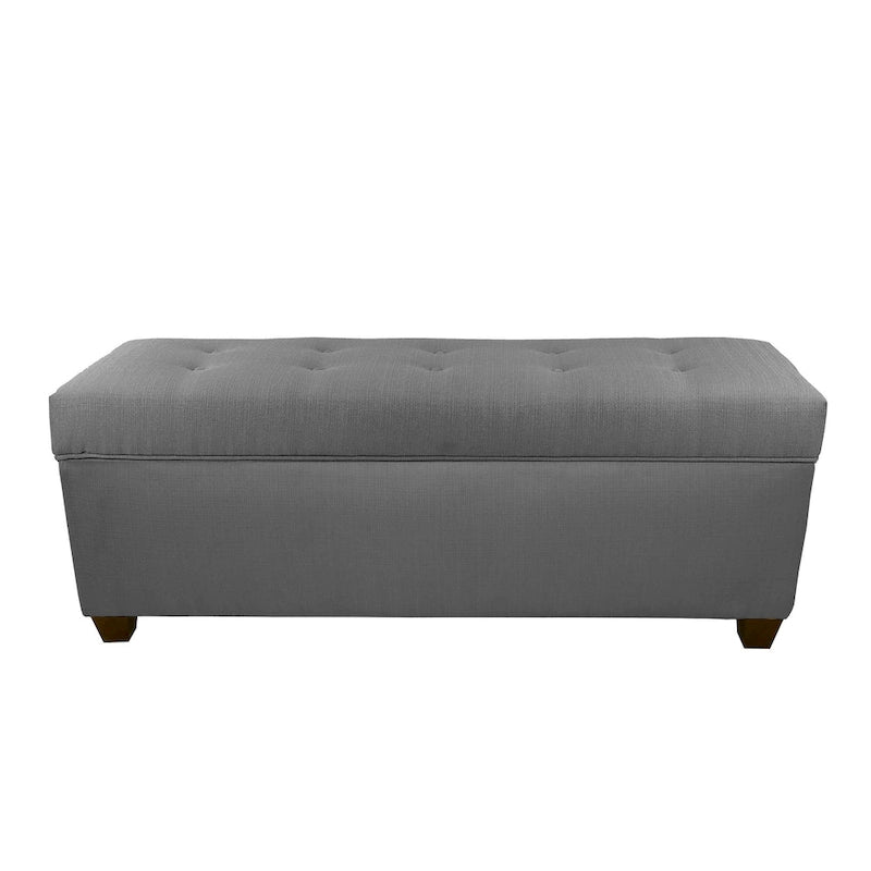 Multi-Color Linen Button Tufted Storage Bench with Espresso Wood Legs – 1-Seat