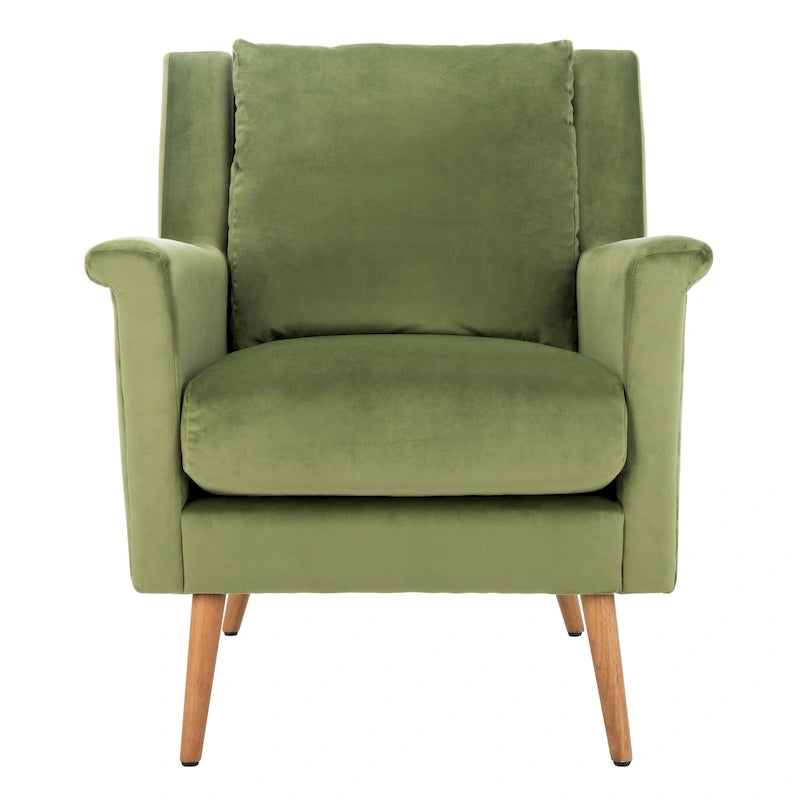 Cognac / Stone / Olive / Navy Fabric Mid-Century Armchair, Solid Oak Legs, 1-Seat