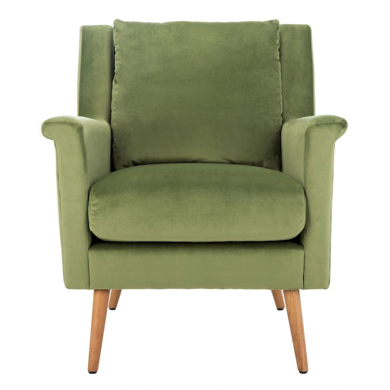 Cognac / Stone / Olive / Navy Fabric Mid-Century Armchair, Solid Oak Legs, 1-Seat