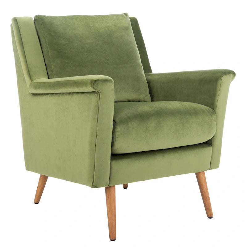 Cognac / Stone / Olive / Navy Fabric Mid-Century Armchair, Solid Oak Legs, 1-Seat