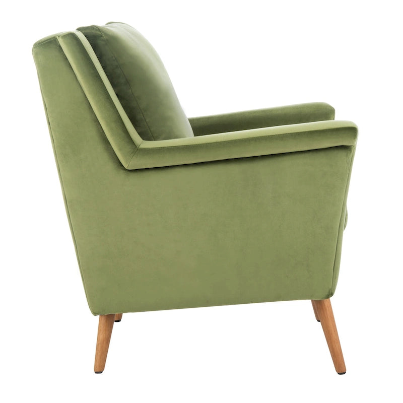 Cognac / Stone / Olive / Navy Fabric Mid-Century Armchair, Solid Oak Legs, 1-Seat