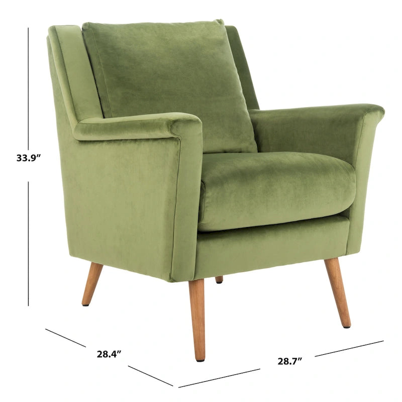 Cognac / Stone / Olive / Navy Fabric Mid-Century Armchair, Solid Oak Legs, 1-Seat