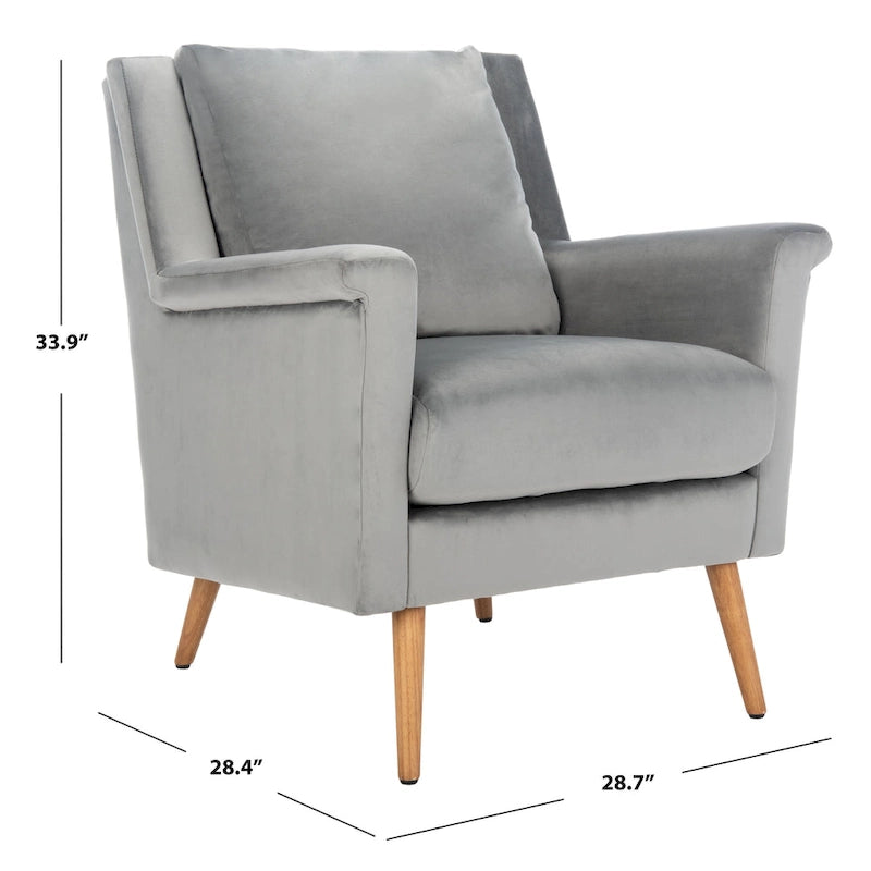 Cognac / Stone / Olive / Navy Fabric Mid-Century Armchair, Solid Oak Legs, 1-Seat
