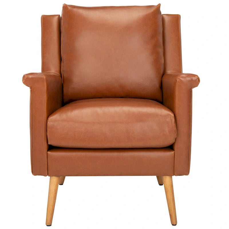 Cognac / Stone / Olive / Navy Fabric Mid-Century Armchair, Solid Oak Legs, 1-Seat