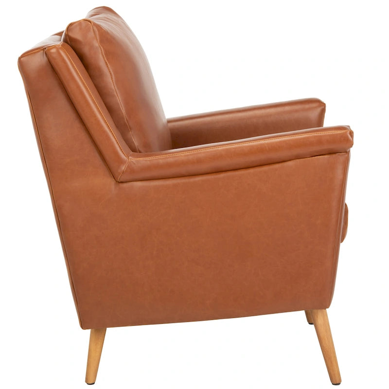 Cognac / Stone / Olive / Navy Fabric Mid-Century Armchair, Solid Oak Legs, 1-Seat