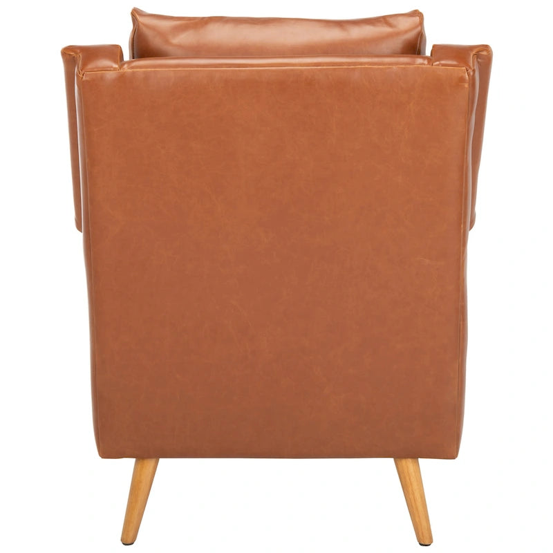 Cognac / Stone / Olive / Navy Fabric Mid-Century Armchair, Solid Oak Legs, 1-Seat
