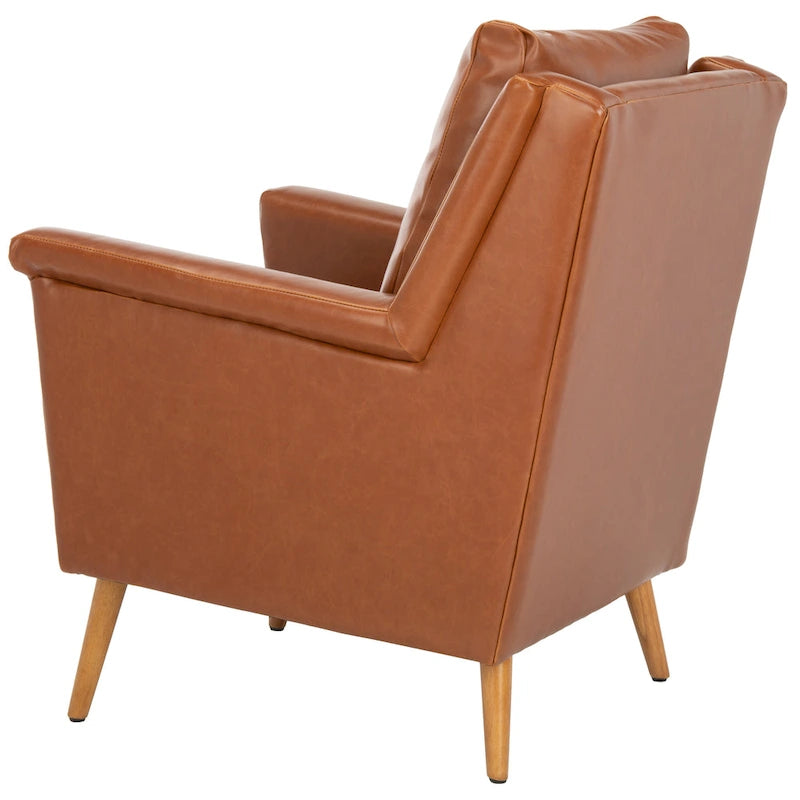 Cognac / Stone / Olive / Navy Fabric Mid-Century Armchair, Solid Oak Legs, 1-Seat