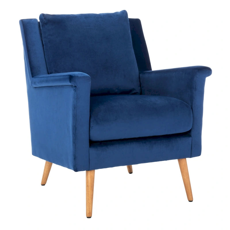 Cognac / Stone / Olive / Navy Fabric Mid-Century Armchair, Solid Oak Legs, 1-Seat