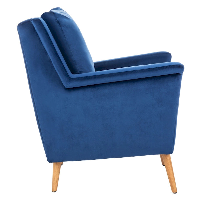 Cognac / Stone / Olive / Navy Fabric Mid-Century Armchair, Solid Oak Legs, 1-Seat