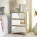 Mirror Finish 3-Drawer Nightstand, French Antique Style, Single