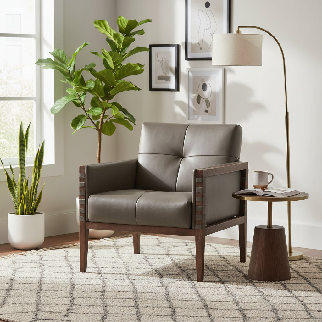 Hooker Furniture Carverdale 31 Wide Wood Framed Leather Upholstered