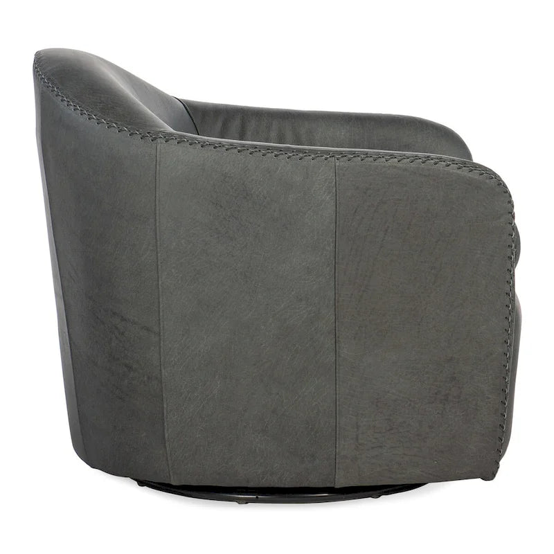 Blue Steel Fabric Swivel Club Chair, 1-Seat