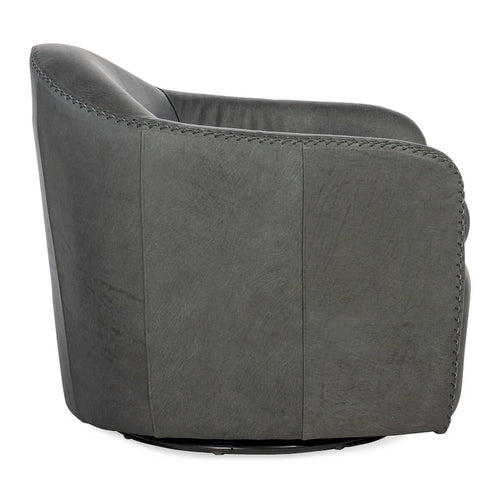 Blue Steel Fabric Swivel Club Chair, 1-Seat