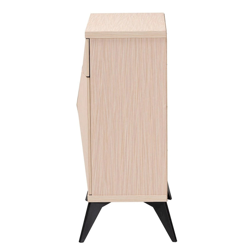 Light Brown & Black Two-Tone 2-Door Sideboard Buffet with Drawer & Angled Legs – Mid-Century Style