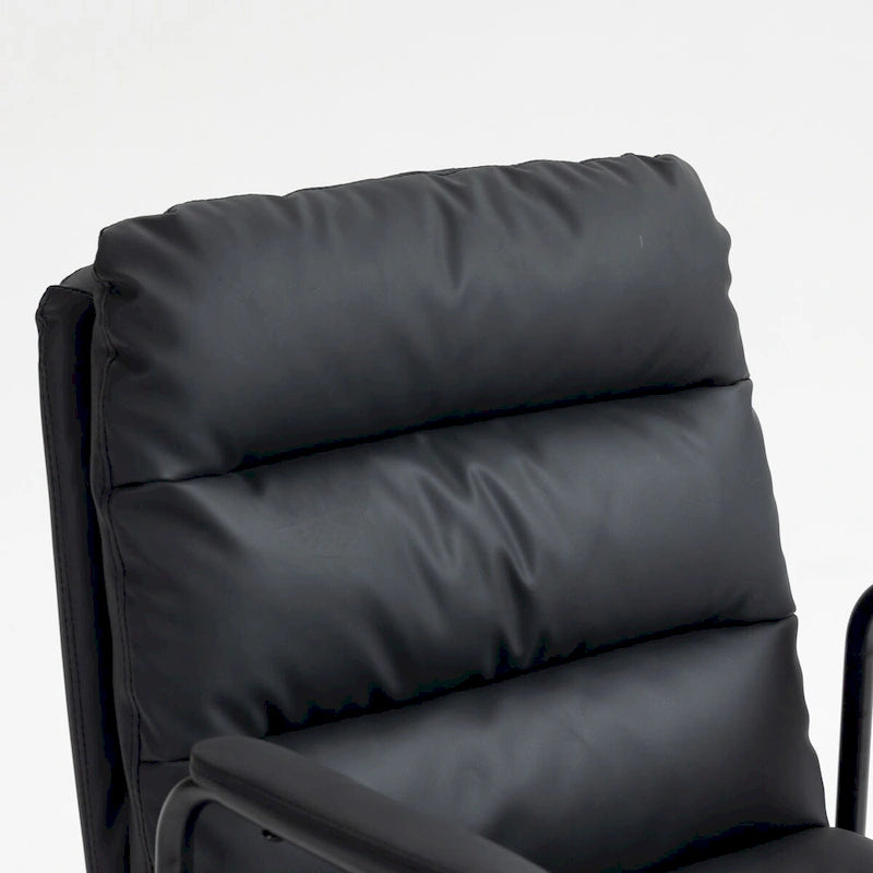 Black / Brown Mid-Back PU Leather Swivel Office Chair with Arms & Wheels, 1-Person
