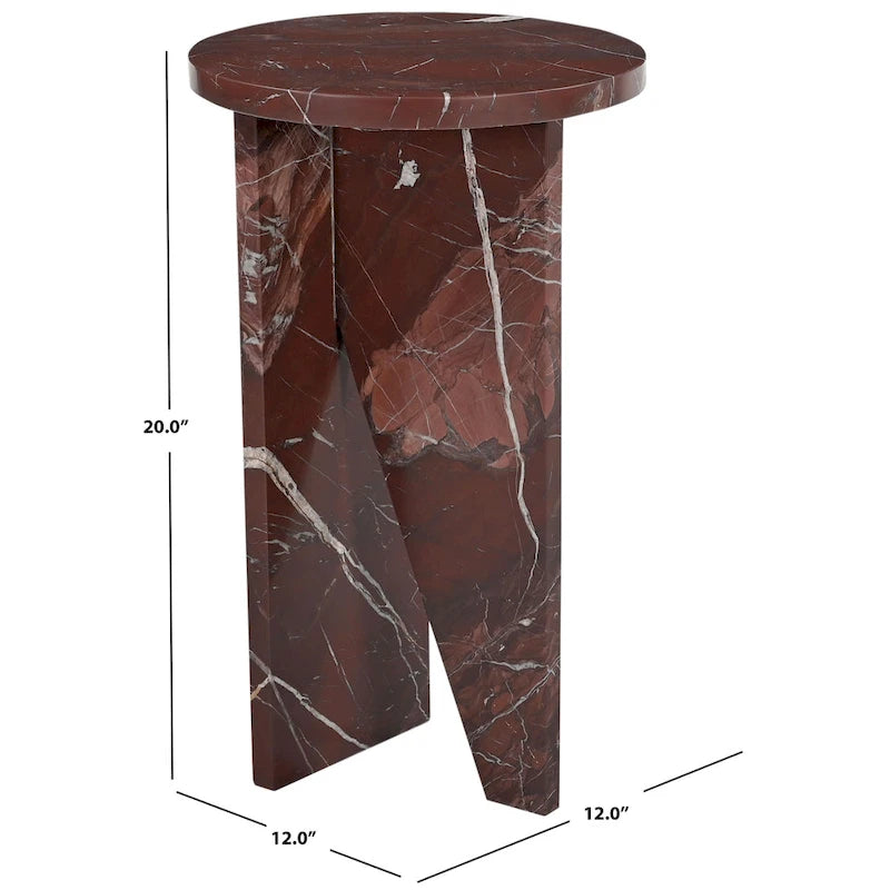 Brown/Green/Red/White/Black Marble Round Accent Side Table, For 1 Person