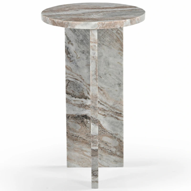 Brown/Green/Red/White/Black Marble Round Accent Side Table, For 1 Person