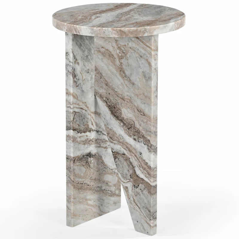 Brown/Green/Red/White/Black Marble Round Accent Side Table, For 1 Person