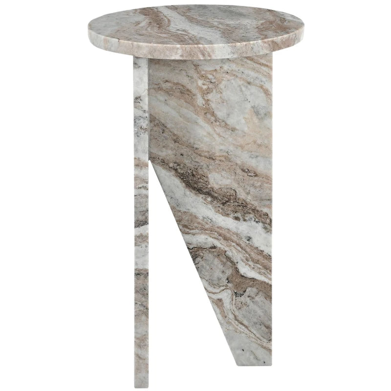 Brown/Green/Red/White/Black Marble Round Accent Side Table, For 1 Person