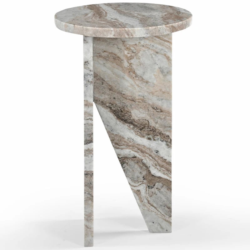 Brown/Green/Red/White/Black Marble Round Accent Side Table, For 1 Person