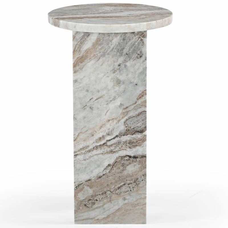 Brown/Green/Red/White/Black Marble Round Accent Side Table, For 1 Person