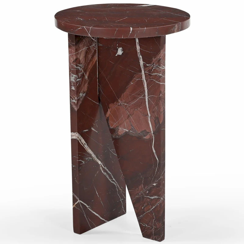 Brown/Green/Red/White/Black Marble Round Accent Side Table, For 1 Person