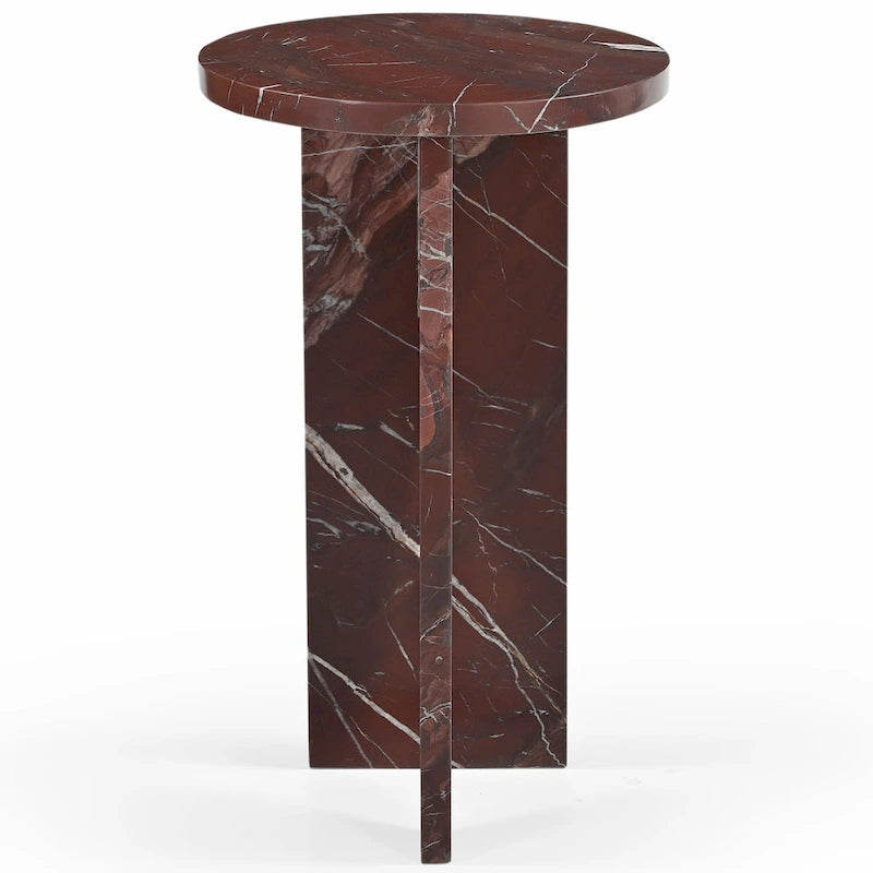 Brown/Green/Red/White/Black Marble Round Accent Side Table, For 1 Person