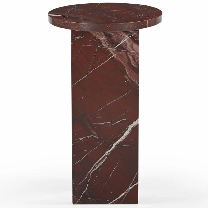 Brown/Green/Red/White/Black Marble Round Accent Side Table, For 1 Person