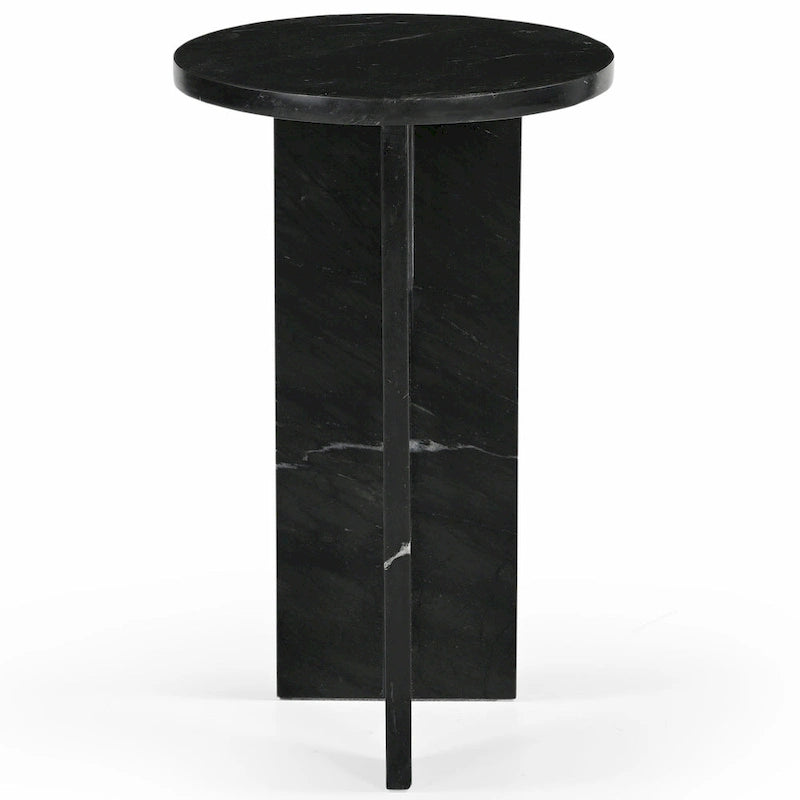 Brown/Green/Red/White/Black Marble Round Accent Side Table, For 1 Person